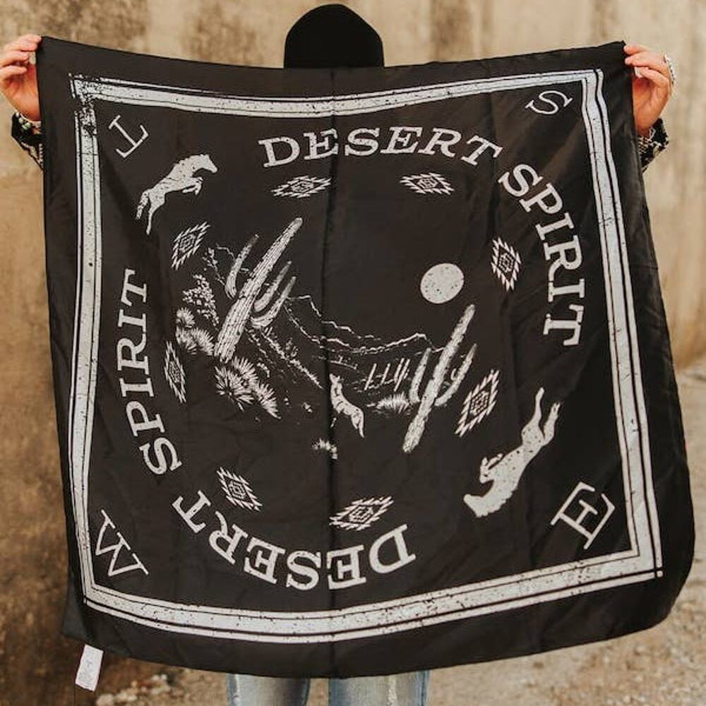 Desert Spirit Black Ivory Cactus Southwestern Wild Rag